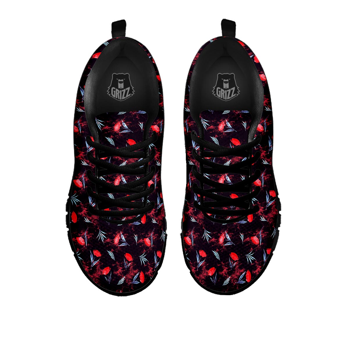 Carnation Black And Red Print Pattern Black Sneaker-grizzshop