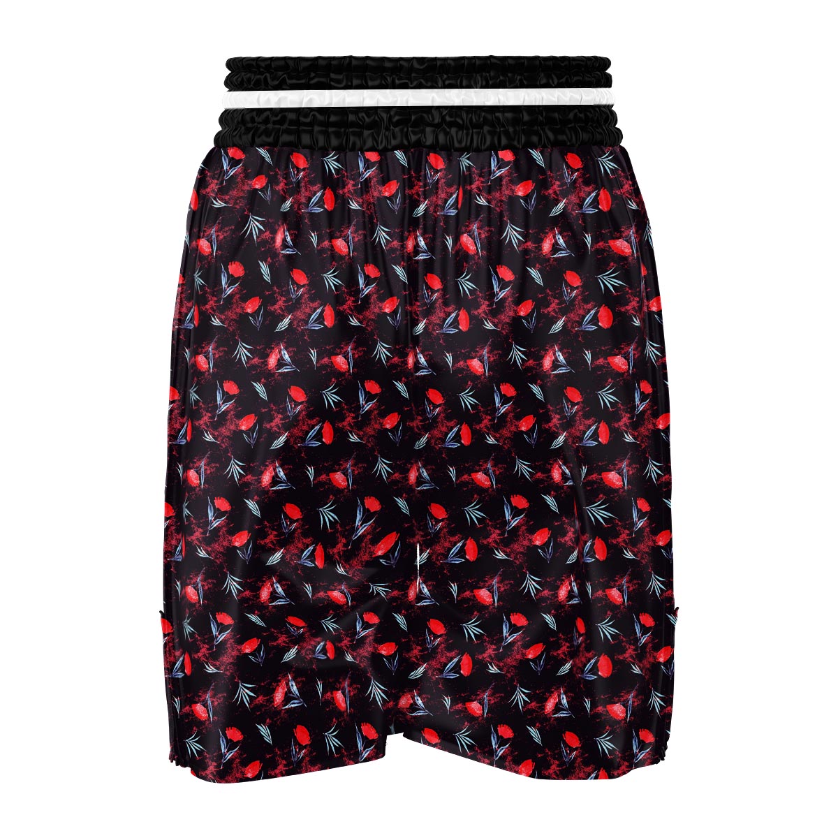 Carnation Black And Red Print Pattern Boxing Shorts-grizzshop