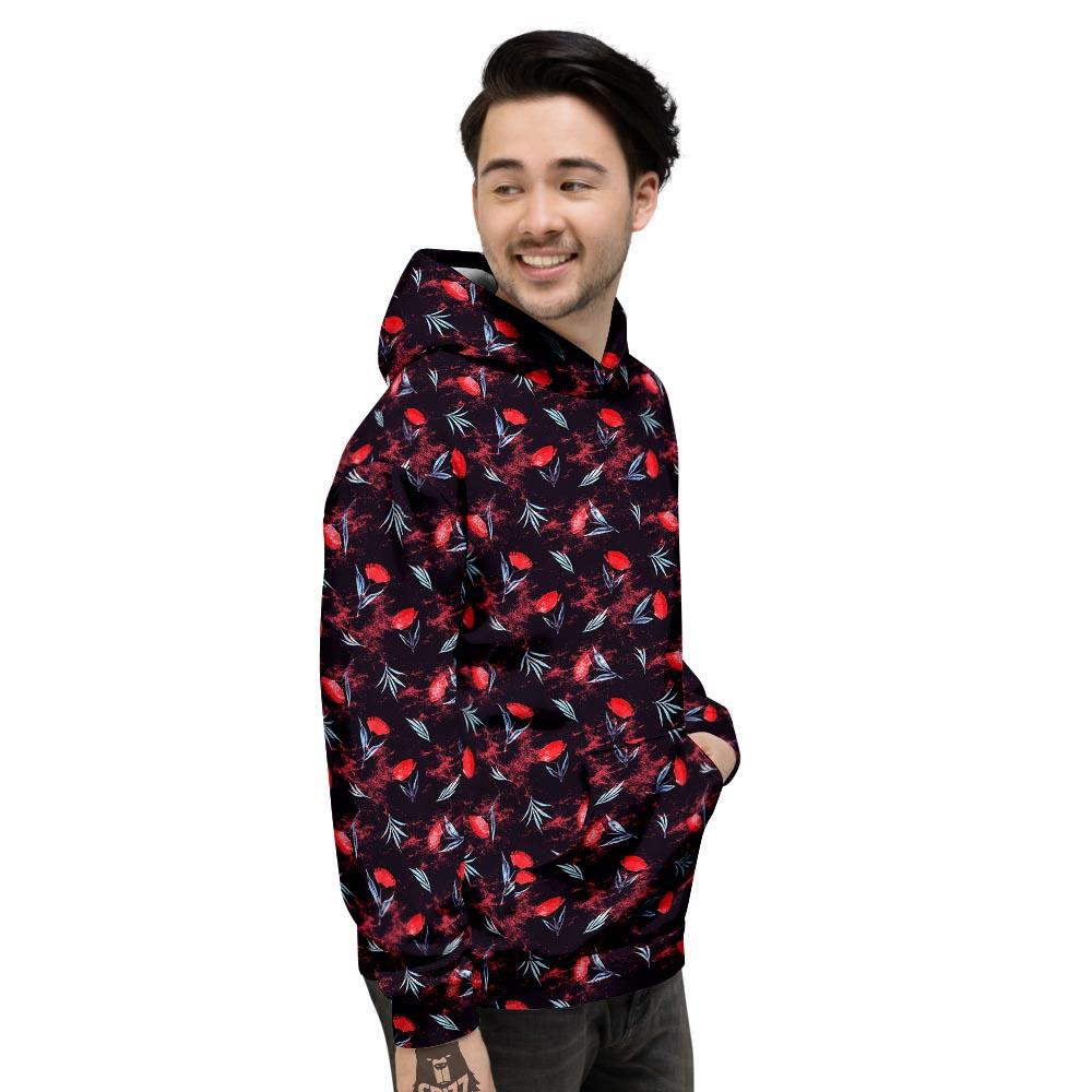 Carnation Black And Red Print Pattern Men's Hoodie-grizzshop