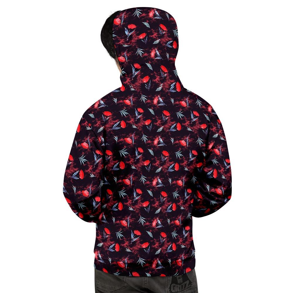 Carnation Black And Red Print Pattern Men's Hoodie-grizzshop