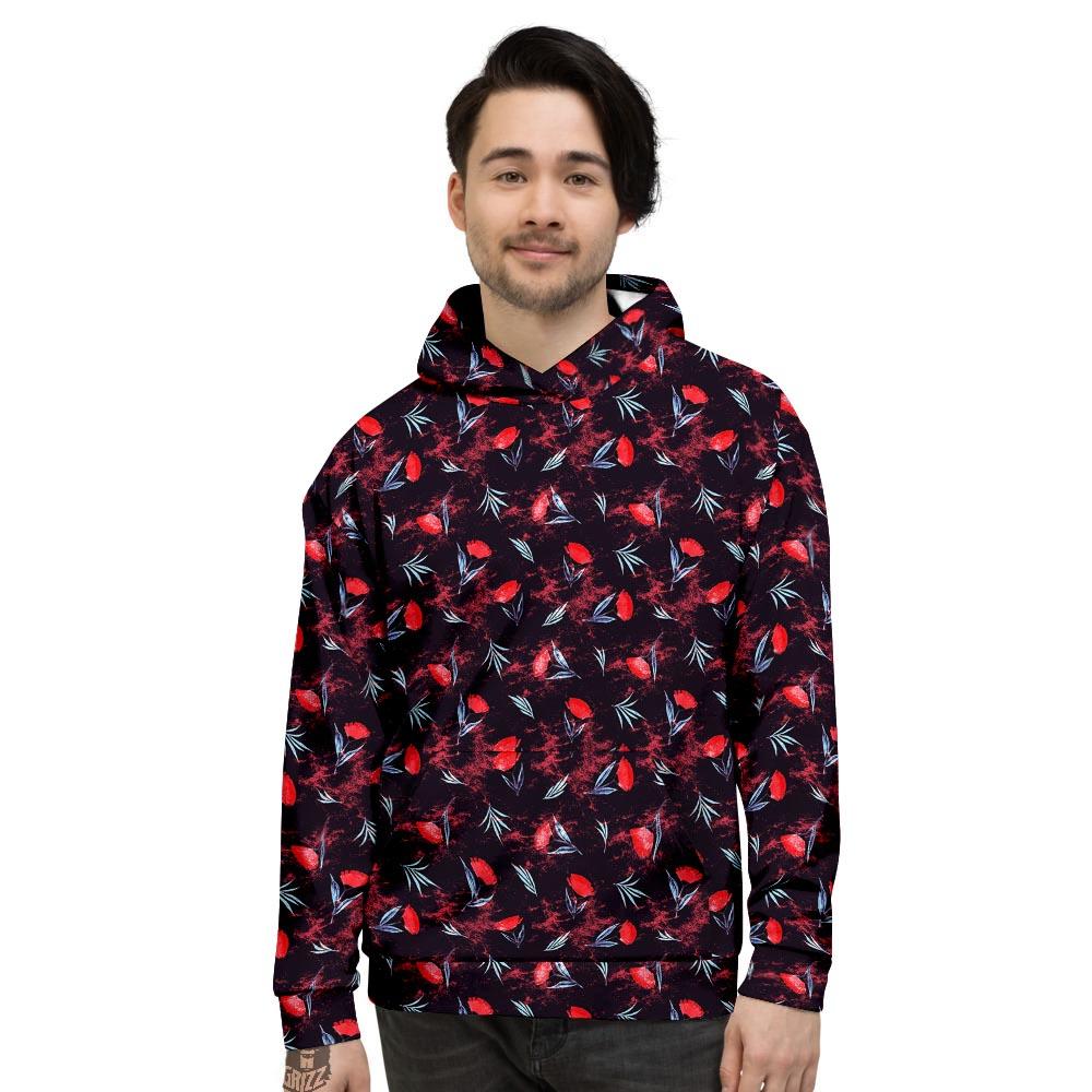 Carnation Black And Red Print Pattern Men's Hoodie-grizzshop