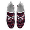 Carnation Black And Red Print Pattern White Athletic Shoes-grizzshop