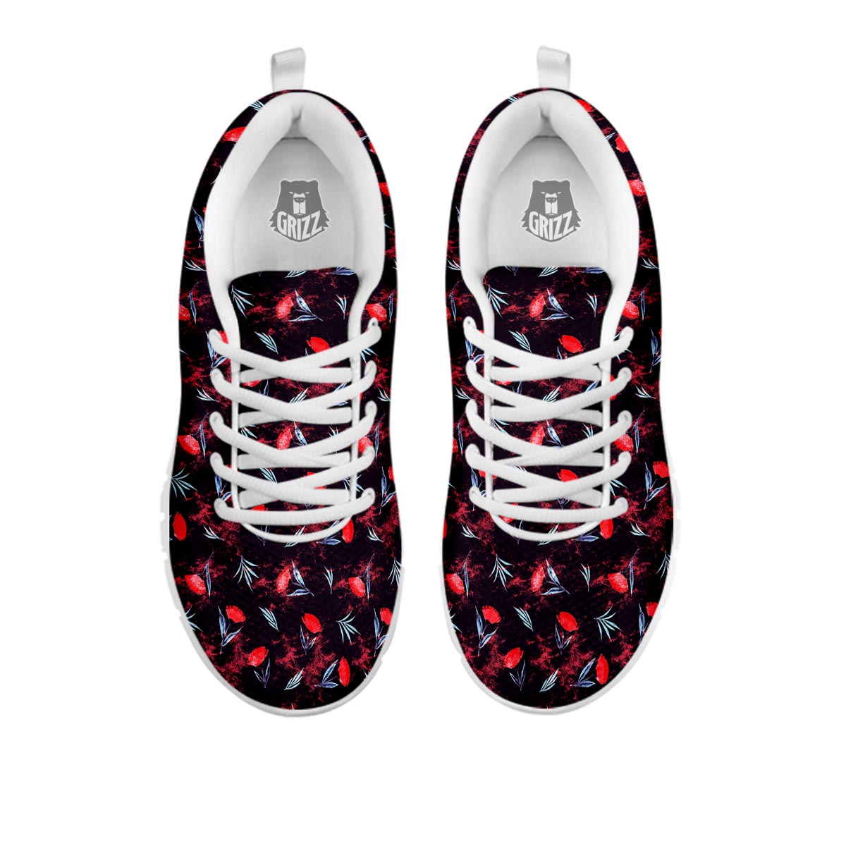Carnation Black And Red Print Pattern White Sneaker-grizzshop