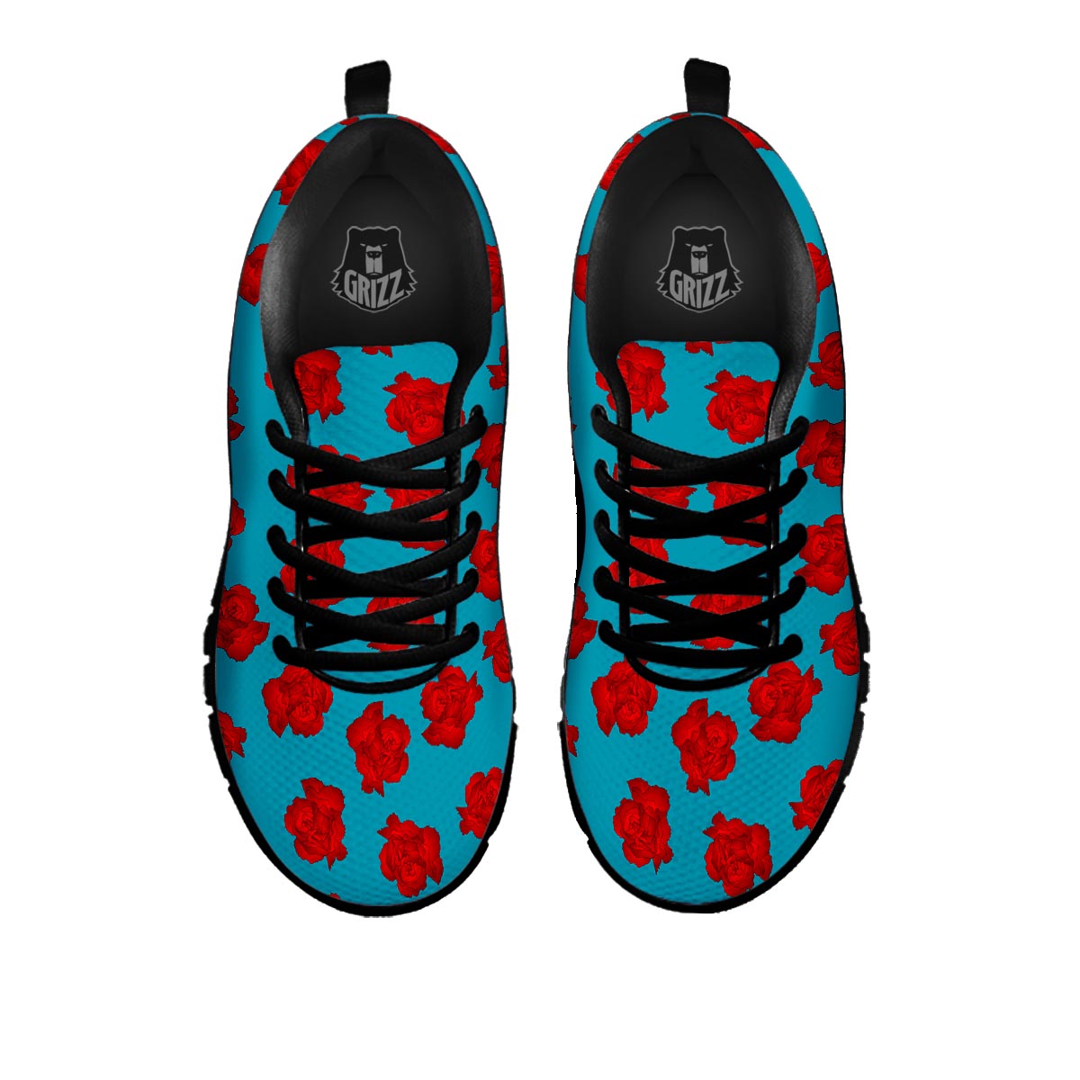 Carnation Blue And Red Print Pattern Black Sneaker-grizzshop