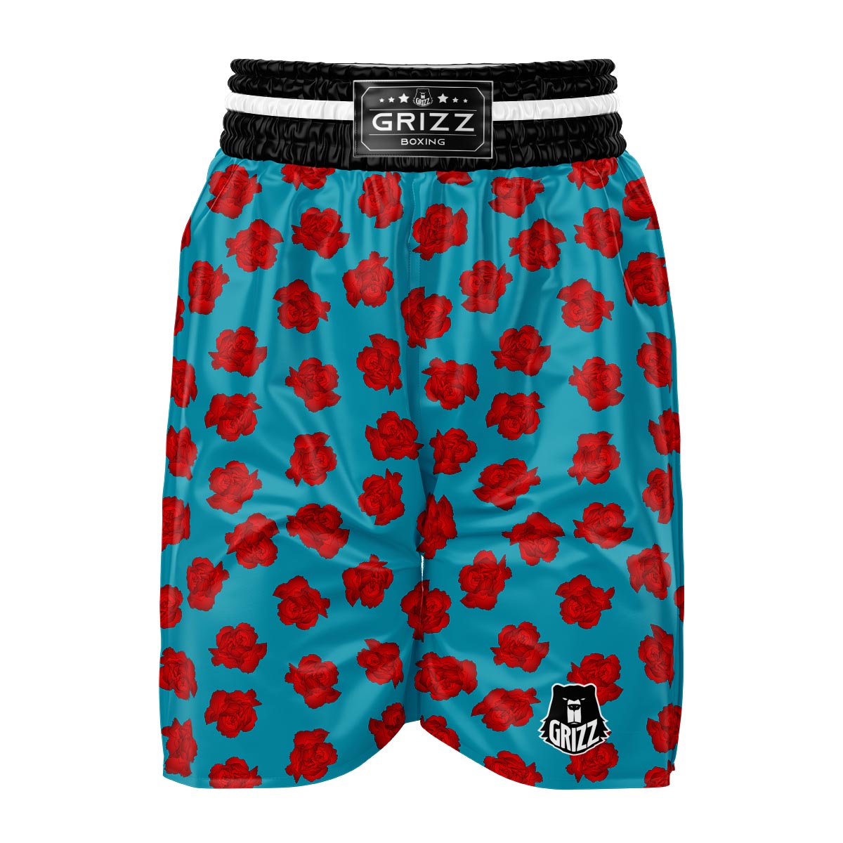 Carnation Blue And Red Print Pattern Boxing Shorts-grizzshop