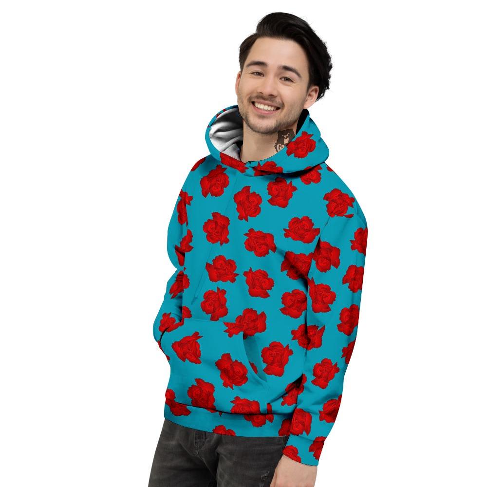 Carnation Blue And Red Print Pattern Men's Hoodie-grizzshop