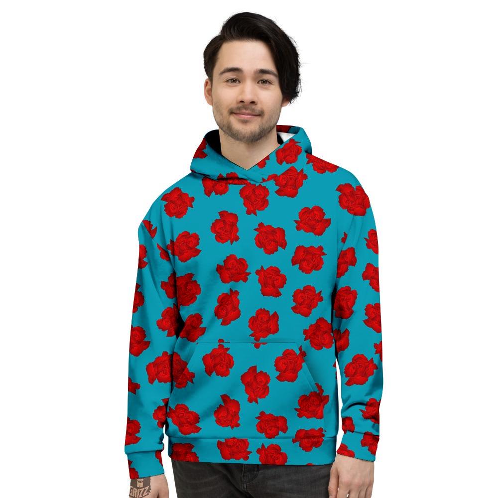 Carnation Blue And Red Print Pattern Men's Hoodie-grizzshop