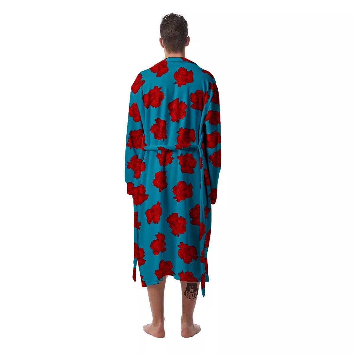 Carnation Blue And Red Print Pattern Men's Robe-grizzshop