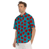 Carnation Blue And Red Print Pattern Men's Short Sleeve Shirts-grizzshop