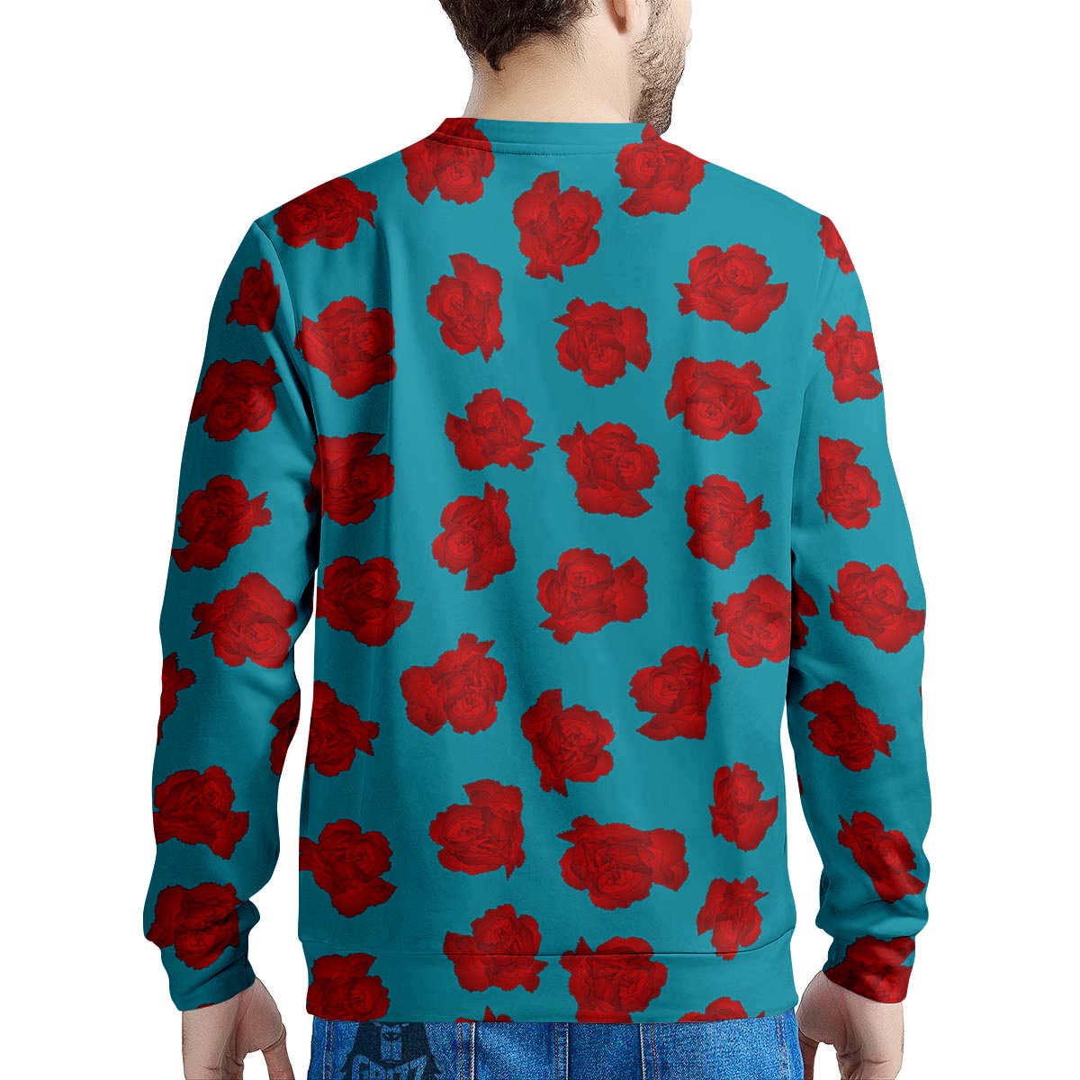 Carnation Blue And Red Print Pattern Men's Sweatshirt-grizzshop