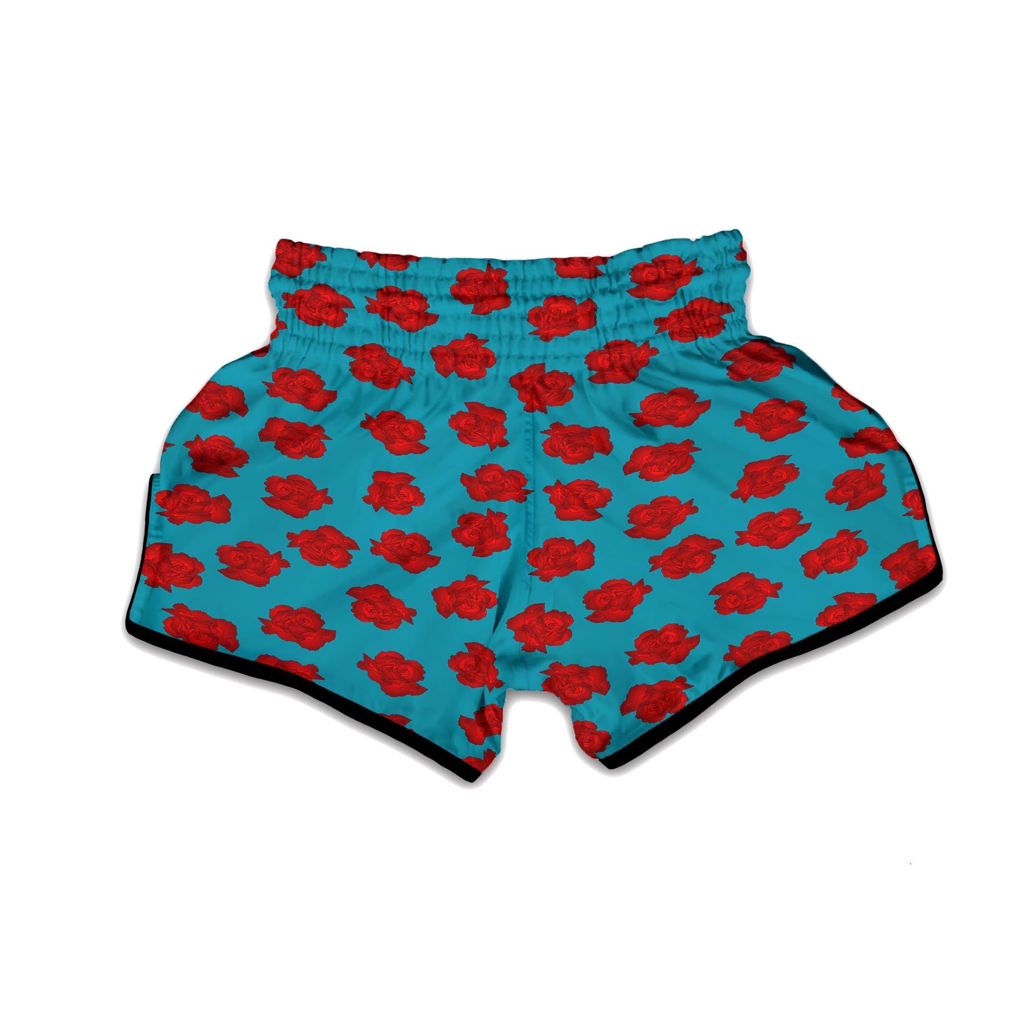 Carnation Blue And Red Print Pattern Muay Thai Boxing Shorts-grizzshop