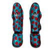 Carnation Blue And Red Print Pattern Muay Thai Shin Guards-grizzshop