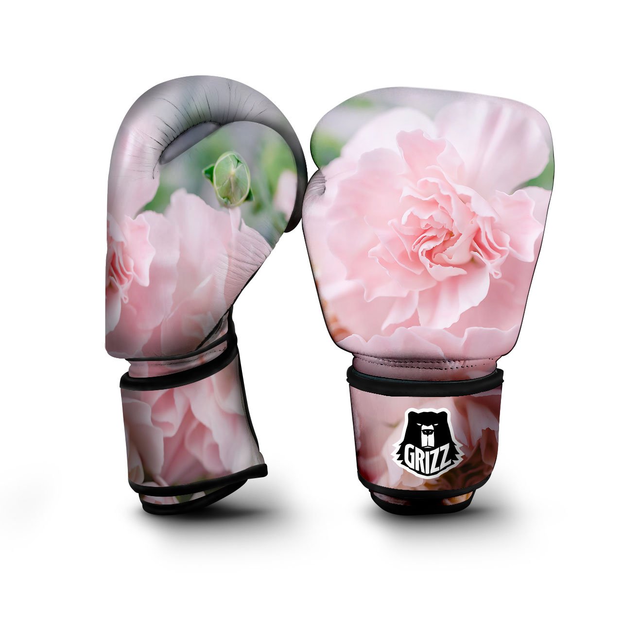 Carnation Flower Pink Print Boxing Gloves-grizzshop