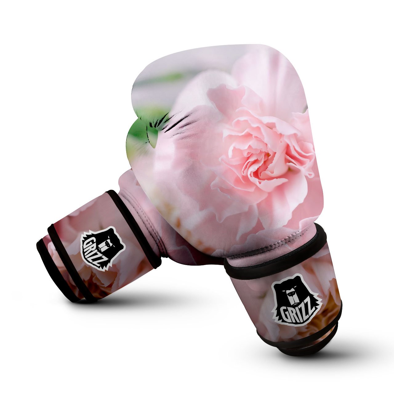 Carnation Flower Pink Print Boxing Gloves-grizzshop