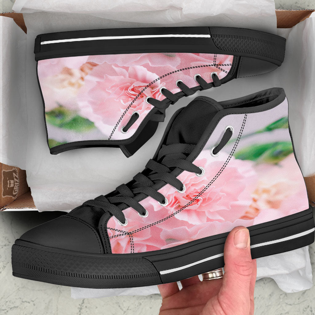 Carnation Flower Pink Print High Top Shoes-grizzshop