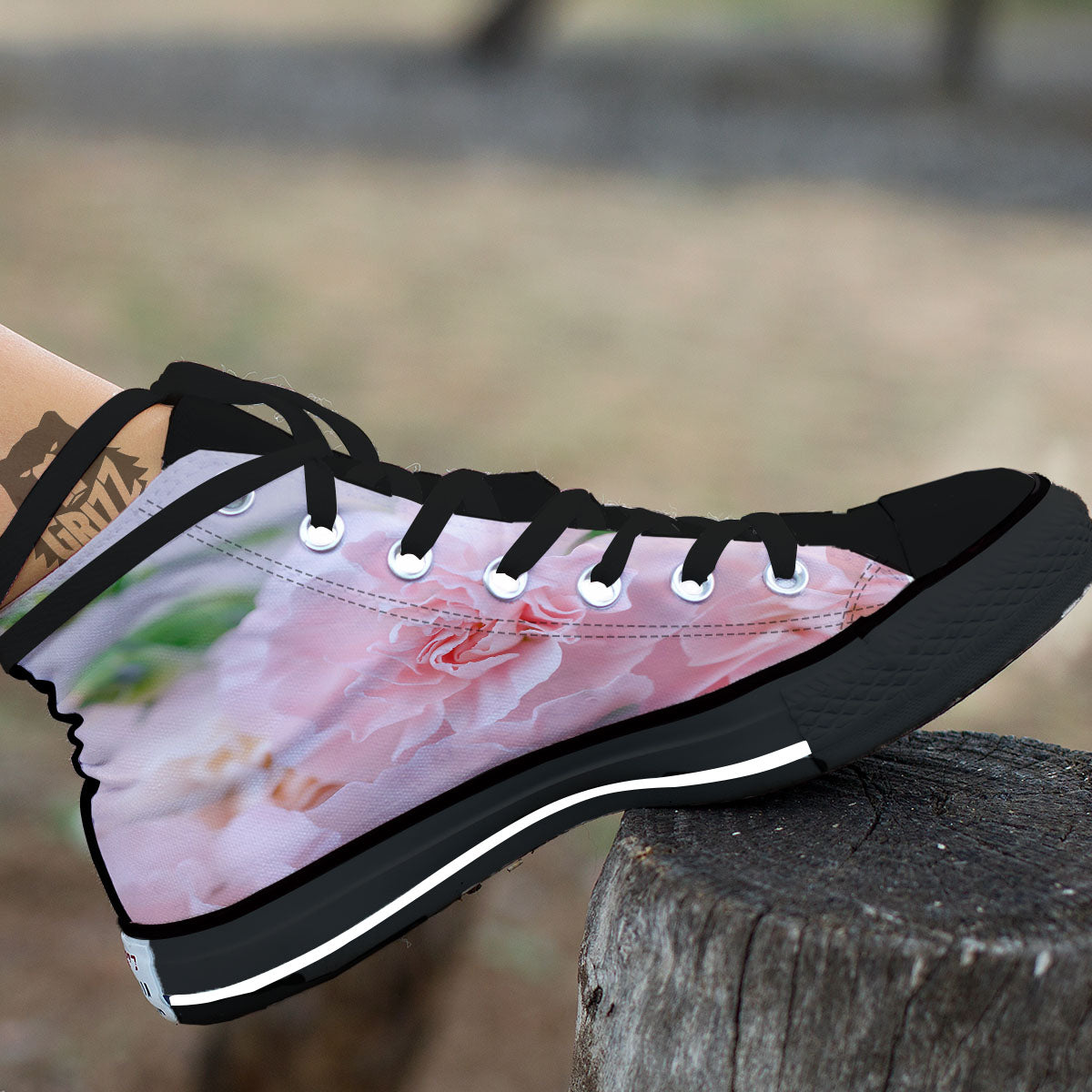 Carnation Flower Pink Print High Top Shoes-grizzshop