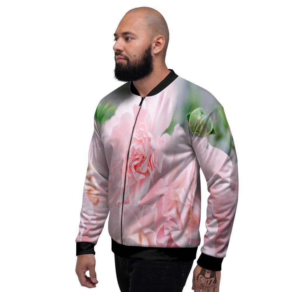 Carnation Flower Pink Print Men's Bomber Jacket-grizzshop