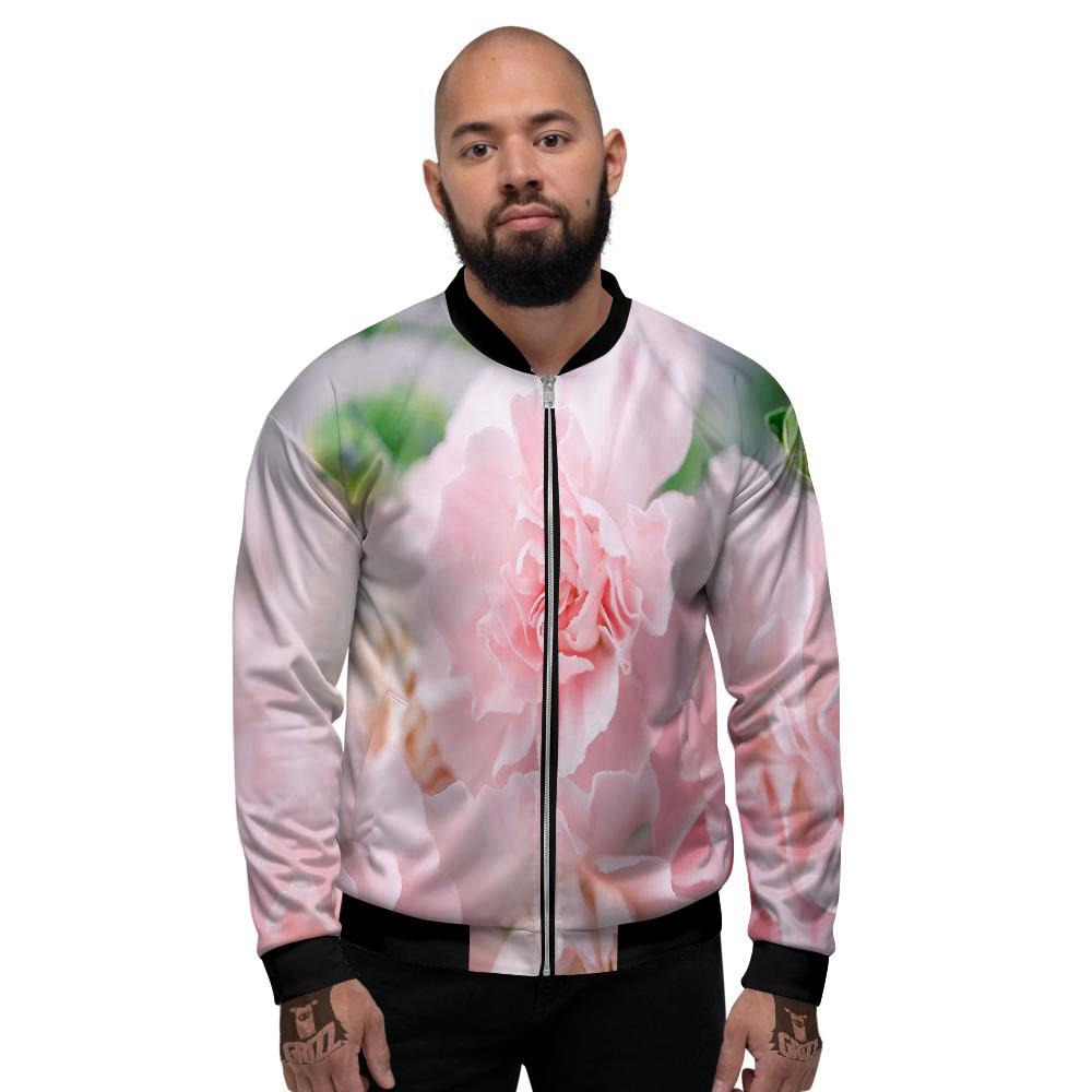 Carnation Flower Pink Print Men's Bomber Jacket-grizzshop