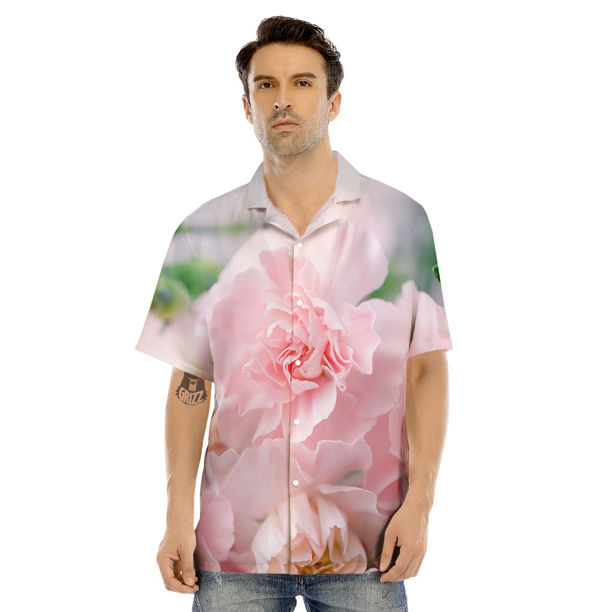 Carnation Flower Pink Print Men's Hawaiian Shirt-grizzshop