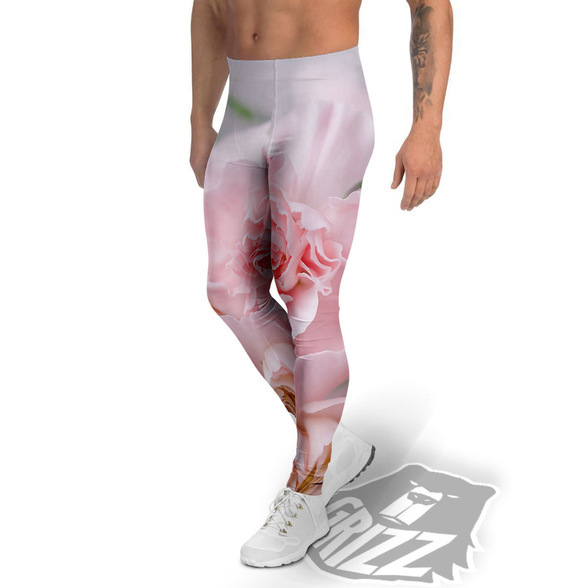 Carnation Flower Pink Print Men's Leggings-grizzshop
