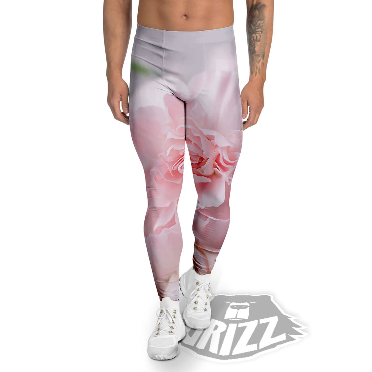 Carnation Flower Pink Print Men's Leggings-grizzshop