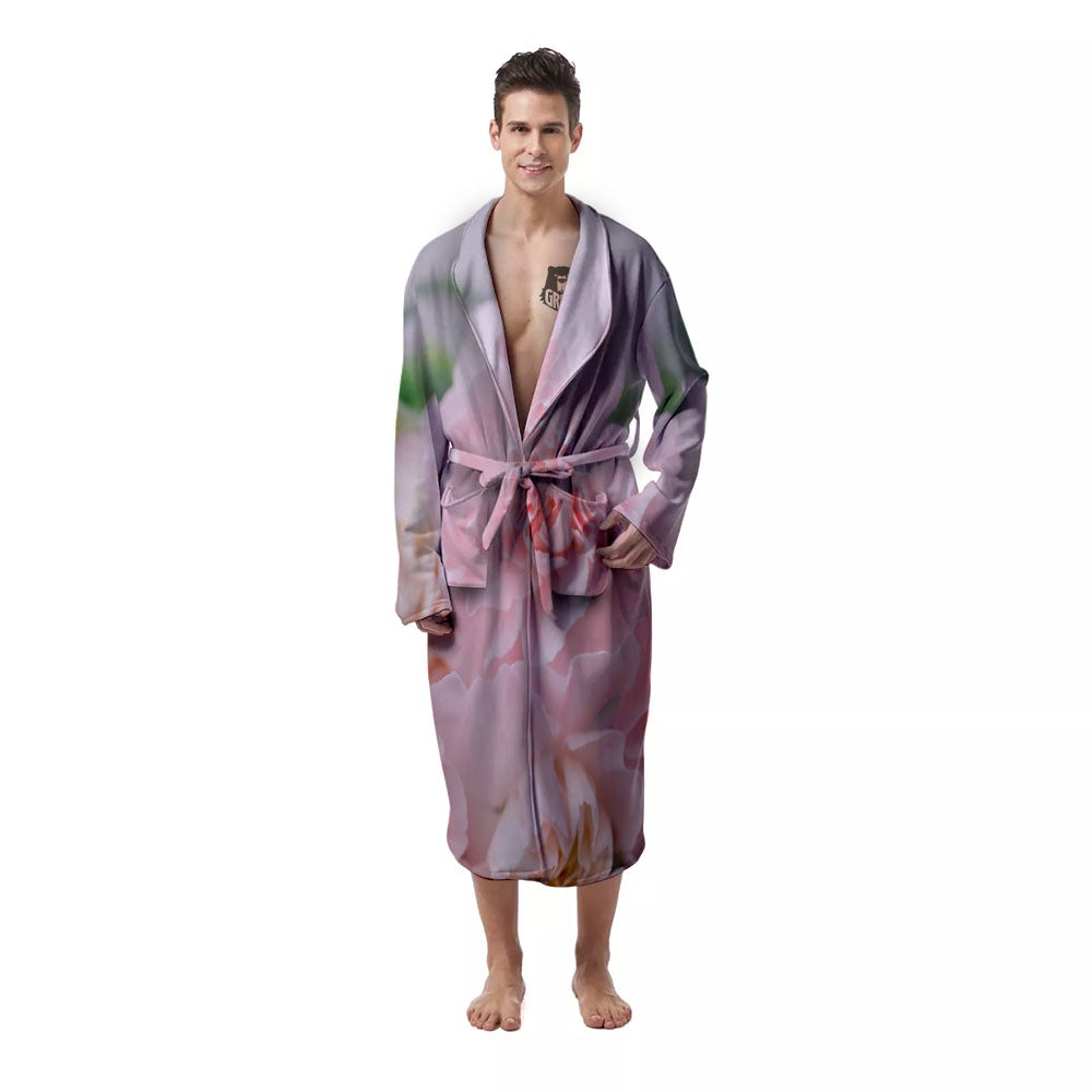Carnation Flower Pink Print Men's Robe-grizzshop