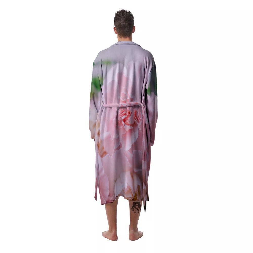 Carnation Flower Pink Print Men's Robe-grizzshop