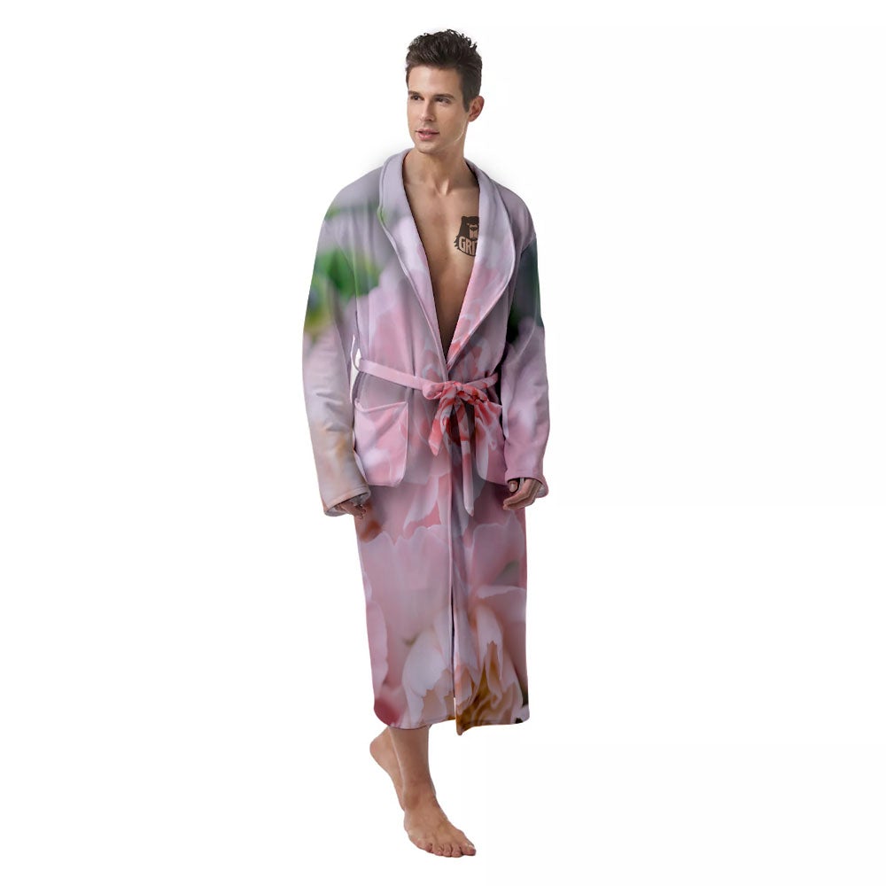 Carnation Flower Pink Print Men's Robe-grizzshop