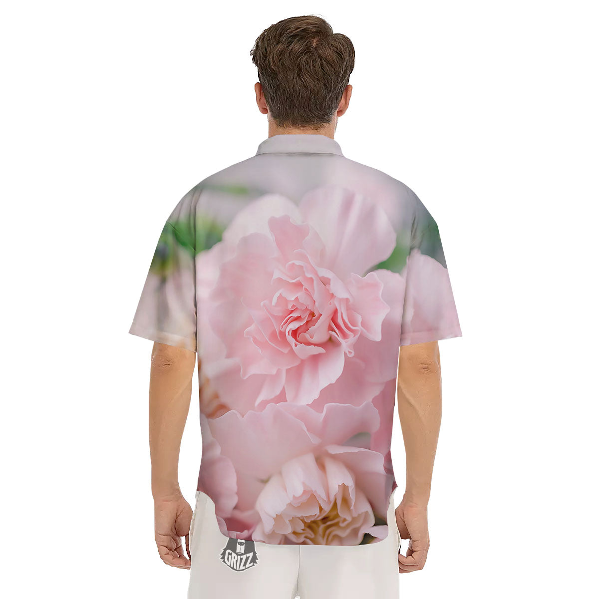 Carnation Flower Pink Print Men's Short Sleeve Shirts-grizzshop