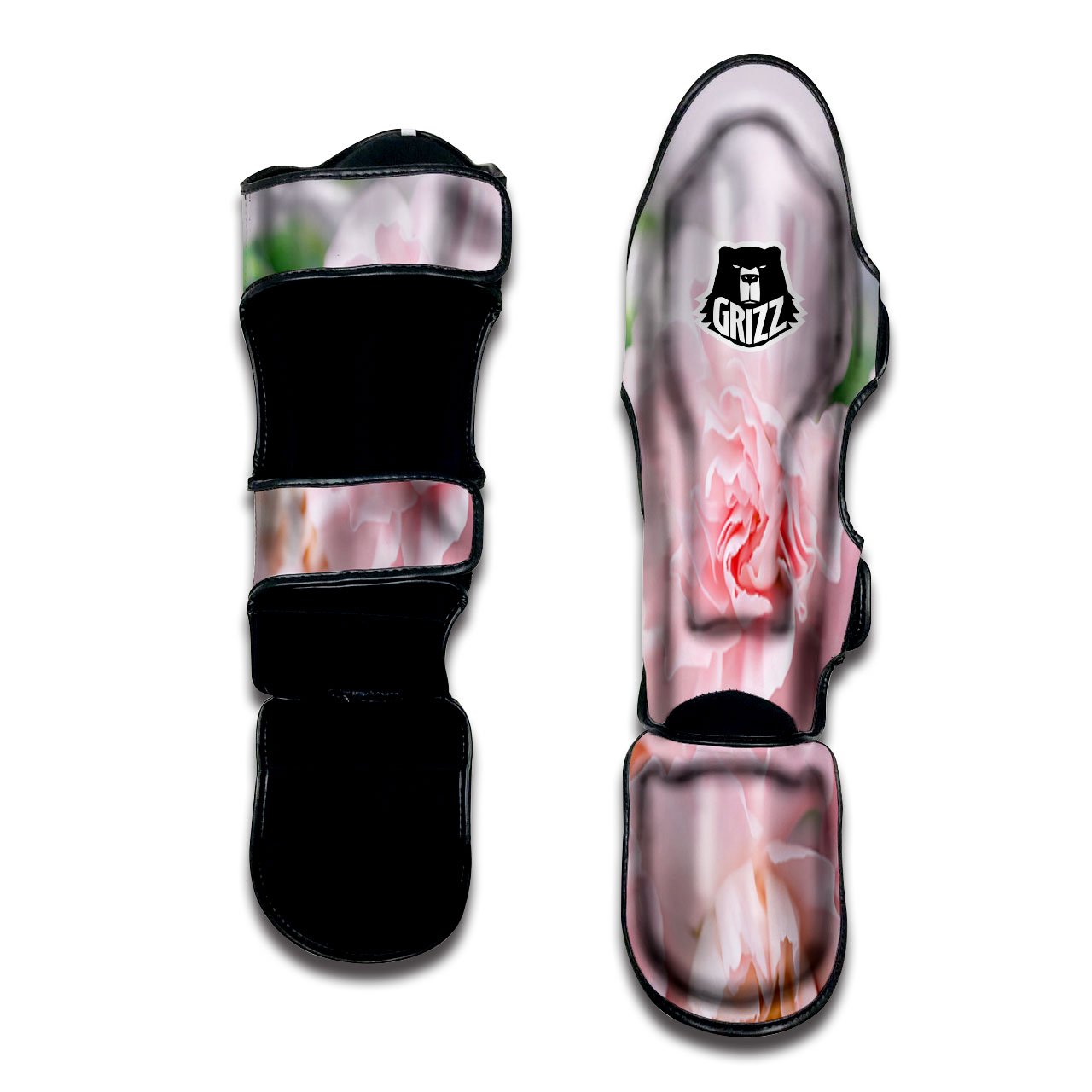 Carnation Flower Pink Print Muay Thai Shin Guards-grizzshop