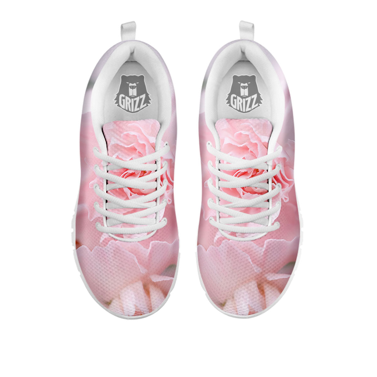 Carnation Flower Pink Print White Sneaker-grizzshop