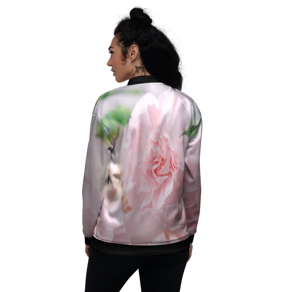Carnation Flower Pink Print Women's Bomber Jacket-grizzshop