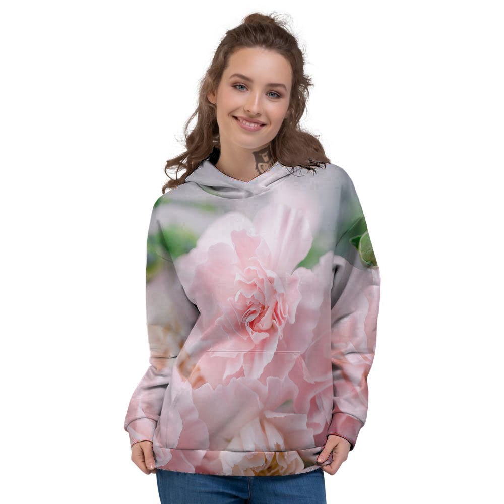 Carnation Flower Pink Print Women's Hoodie-grizzshop