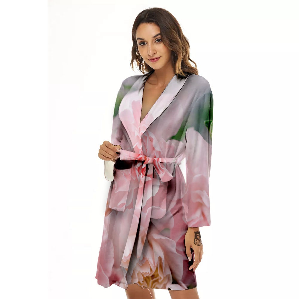 Carnation Flower Pink Print Women's Robe-grizzshop