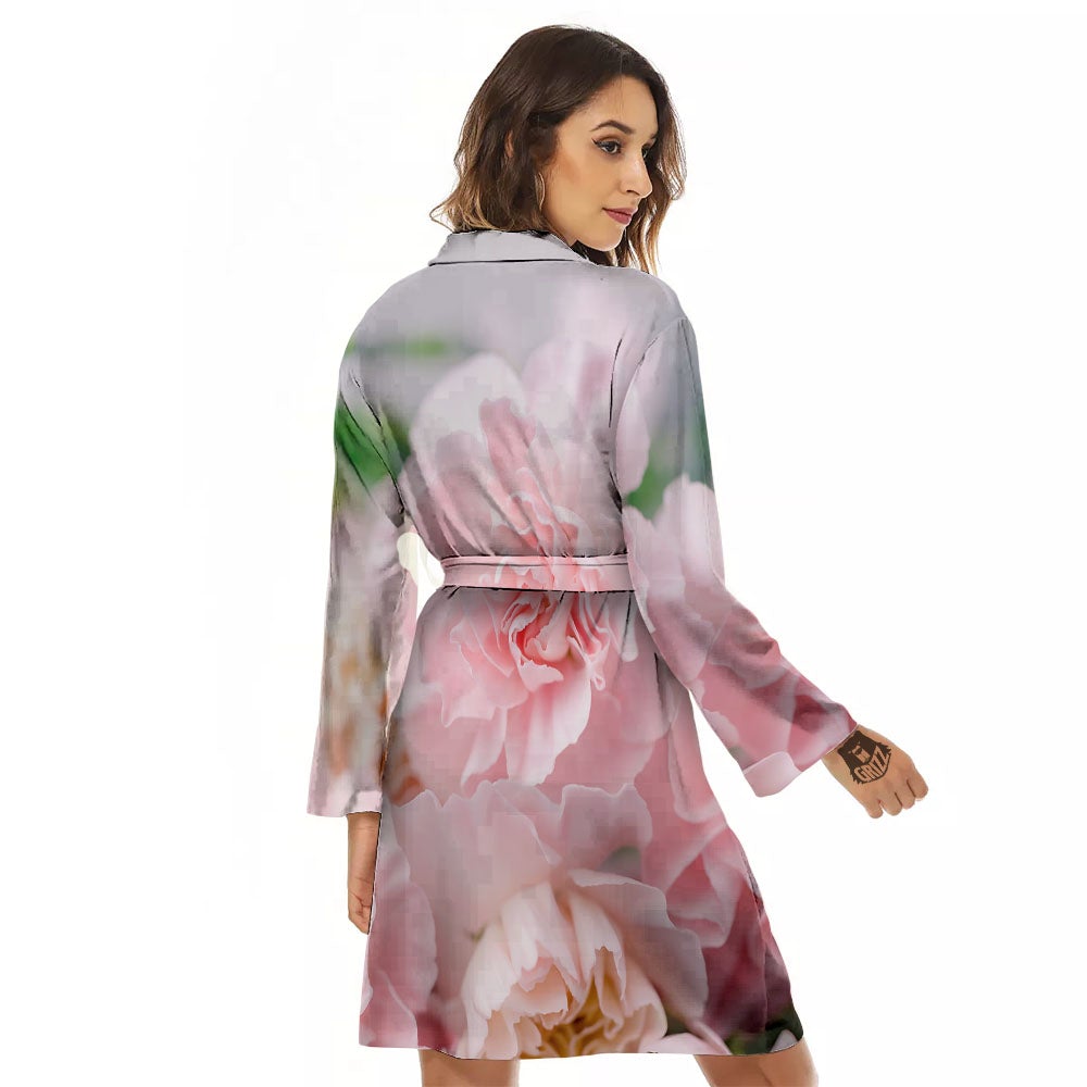 Carnation Flower Pink Print Women's Robe-grizzshop