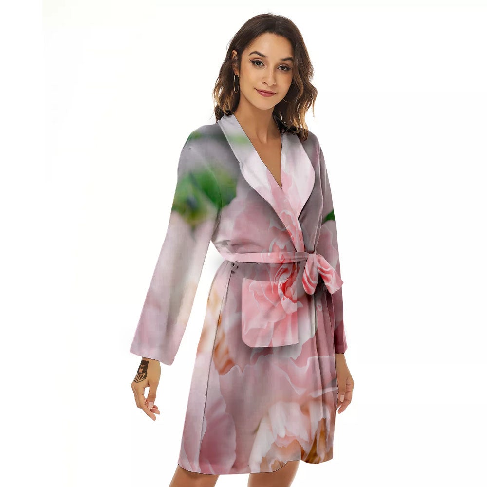 Carnation Flower Pink Print Women's Robe-grizzshop