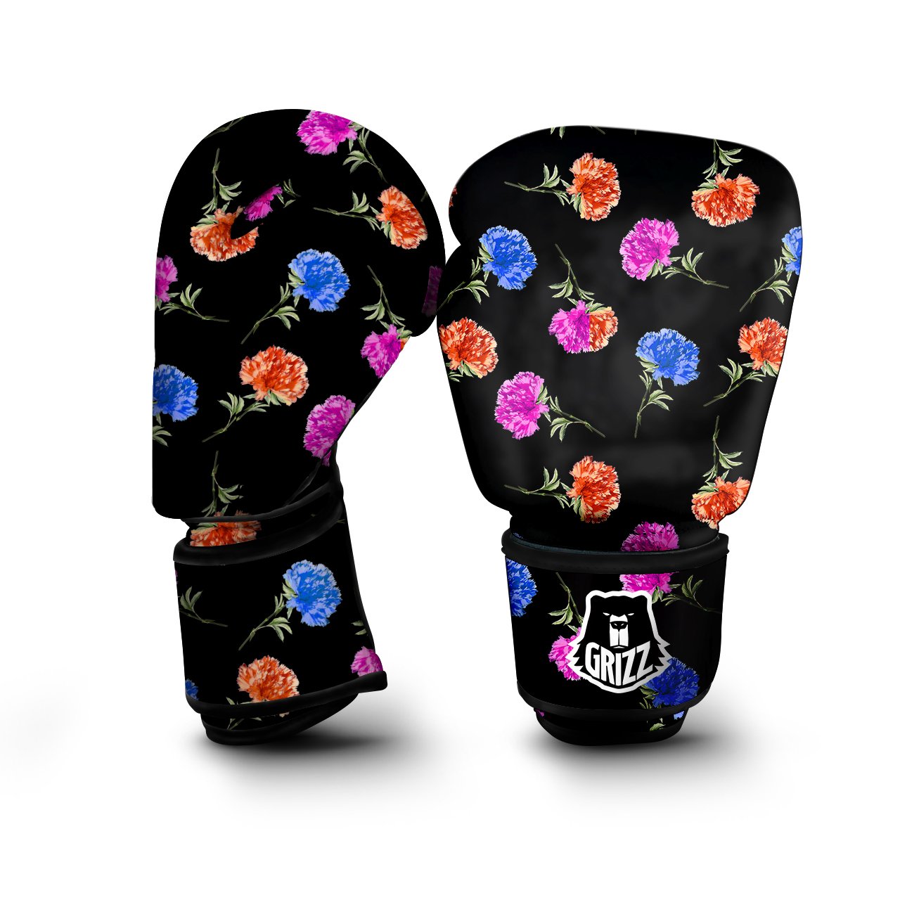 Carnation Watercolor Print Pattern Boxing Gloves-grizzshop