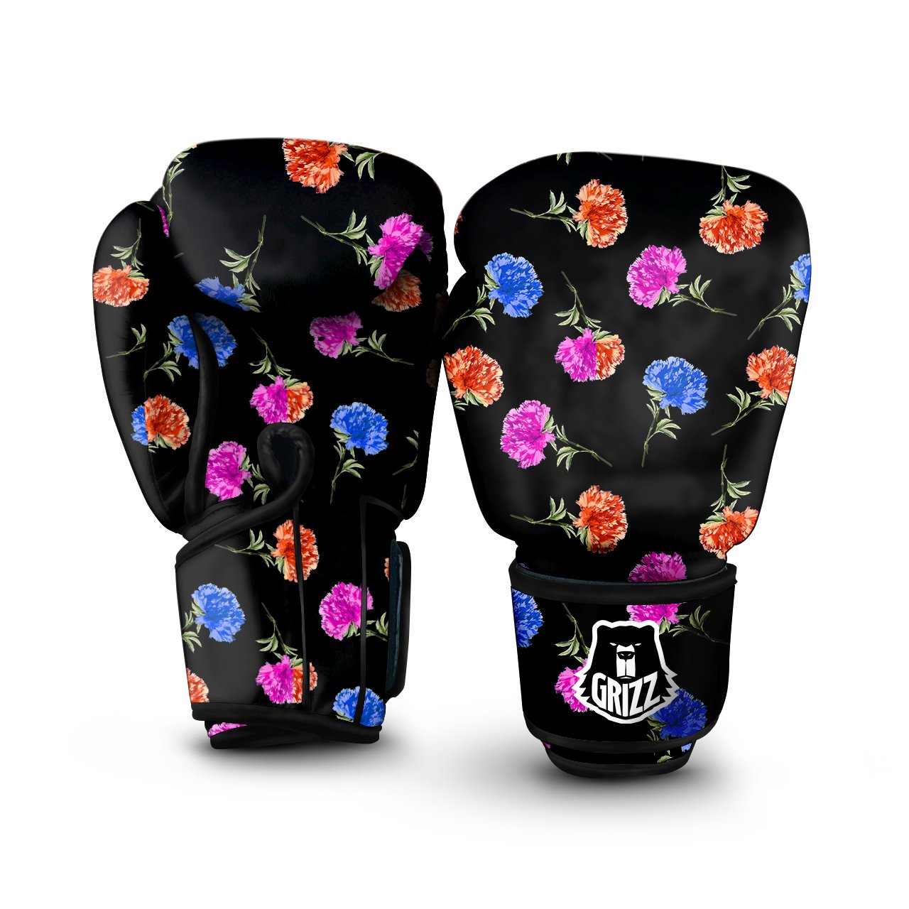 Carnation Watercolor Print Pattern Boxing Gloves-grizzshop