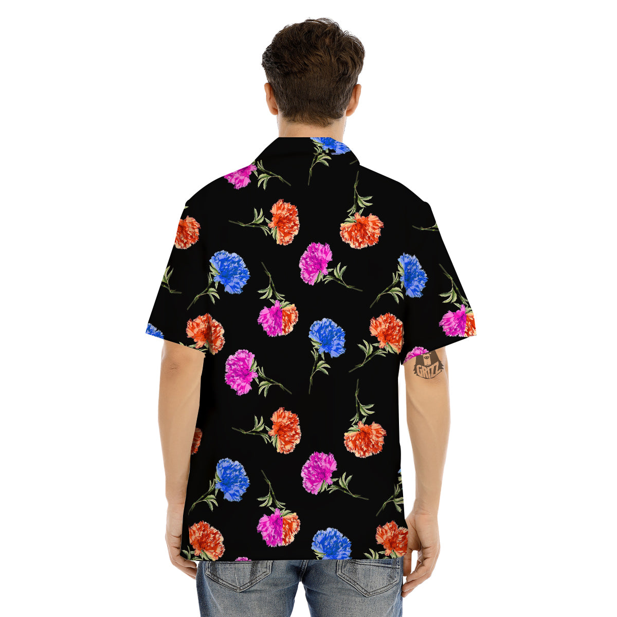 Carnation Watercolor Print Pattern Men's Hawaiian Shirt-grizzshop