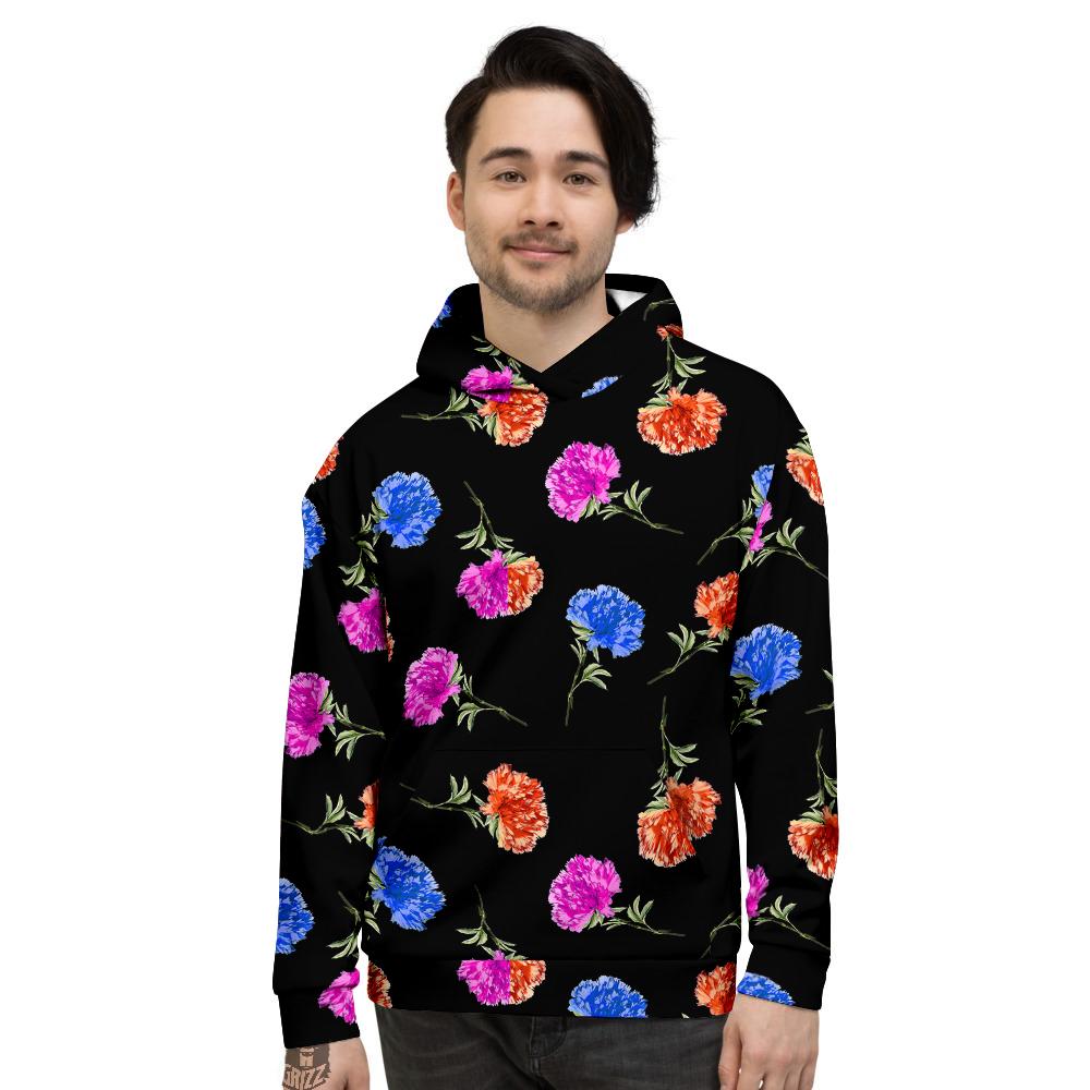Carnation Watercolor Print Pattern Men's Hoodie-grizzshop