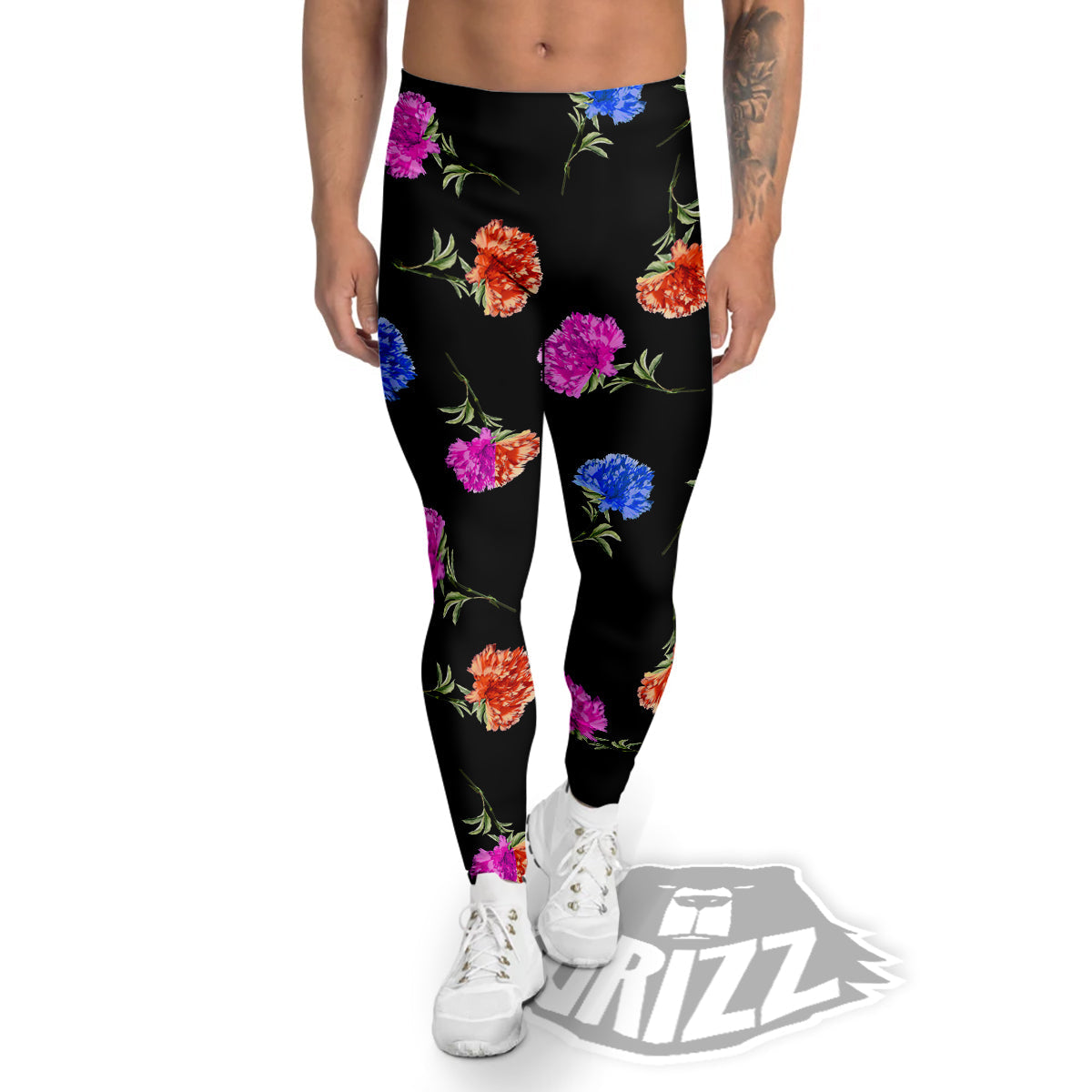Carnation Watercolor Print Pattern Men's Leggings-grizzshop