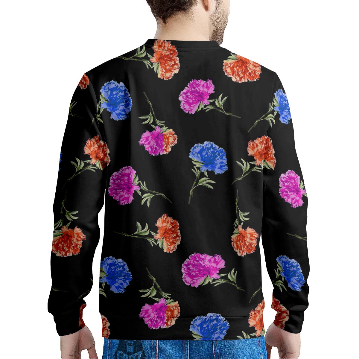 Carnation Watercolor Print Pattern Men's Sweatshirt-grizzshop