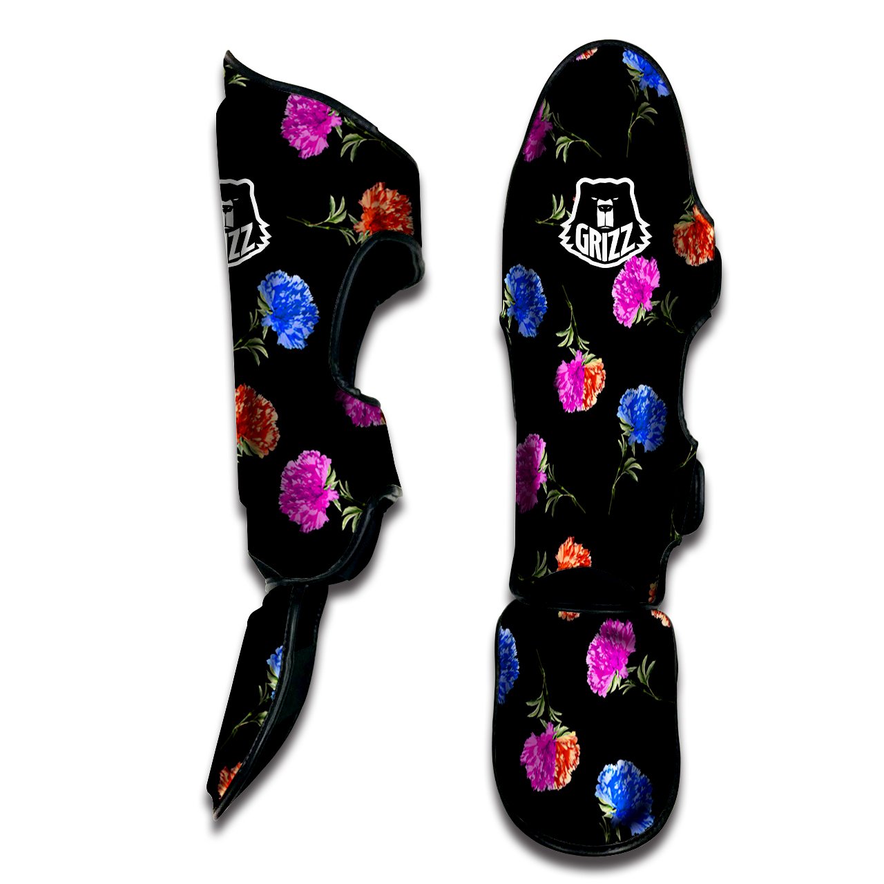 Carnation Watercolor Print Pattern Muay Thai Shin Guards-grizzshop
