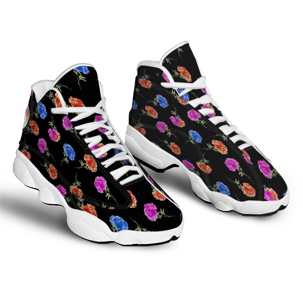 Carnation Watercolor Print Pattern White Basketball Shoes-grizzshop