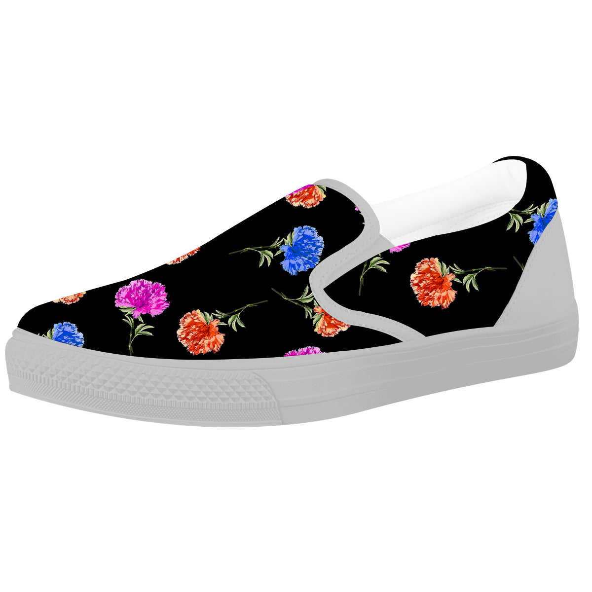 Carnation Watercolor Print Pattern White Slip On Shoes-grizzshop