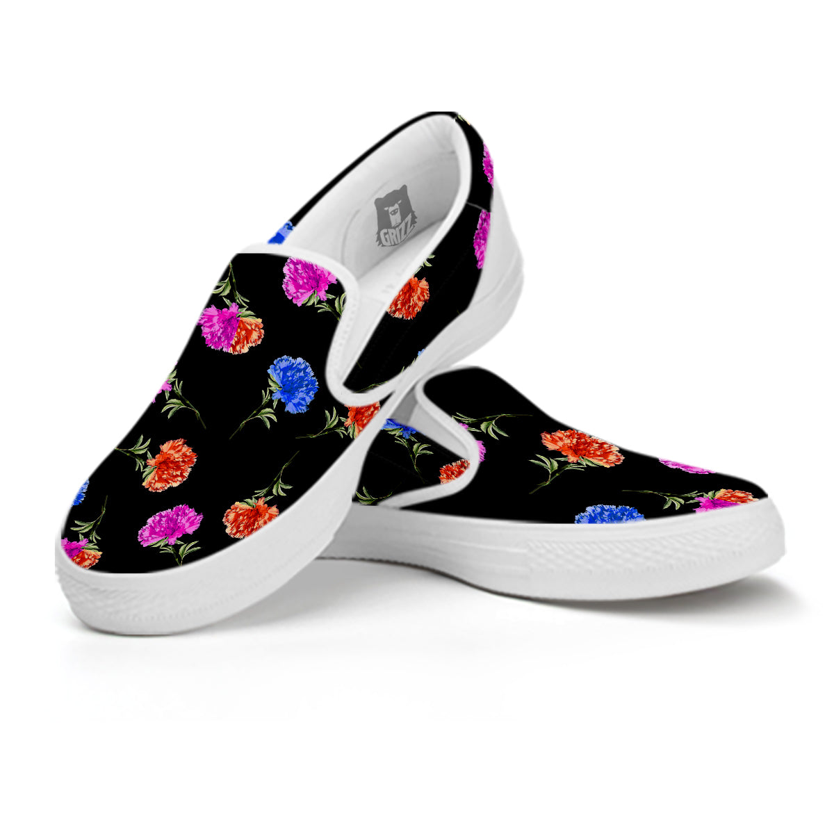 Carnation Watercolor Print Pattern White Slip On Shoes-grizzshop