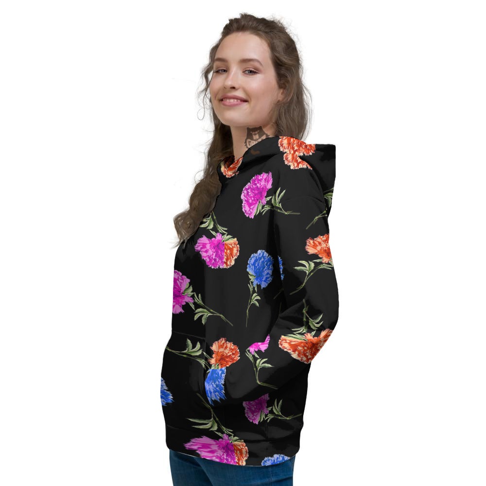 Carnation Watercolor Print Pattern Women's Hoodie-grizzshop