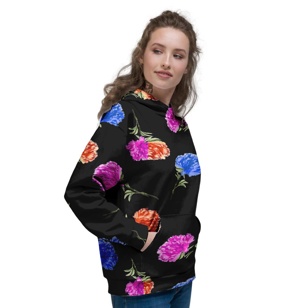 Carnation Watercolor Print Pattern Women's Hoodie-grizzshop