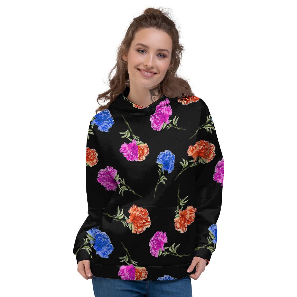 Carnation Watercolor Print Pattern Women's Hoodie-grizzshop
