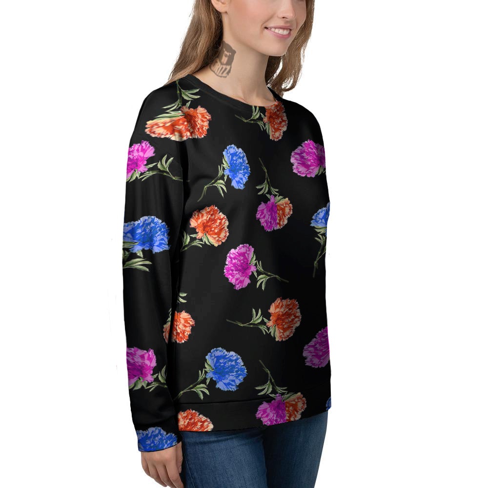 Carnation Watercolor Print Pattern Women's Sweatshirt-grizzshop